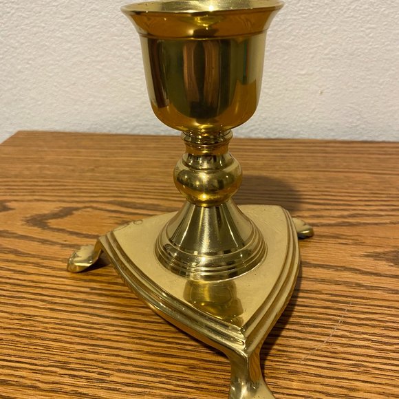 Vintage Brass Claw Footed Candleholder - Picture 3 of 13